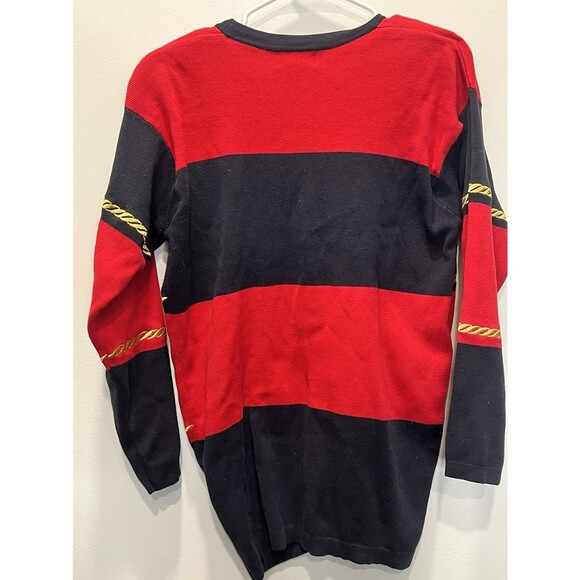 Cappagallo Cardigan Women's Vintage 80s Sz M Nautical Red Blue Gold shoulder Pad - Picture 6 of 10